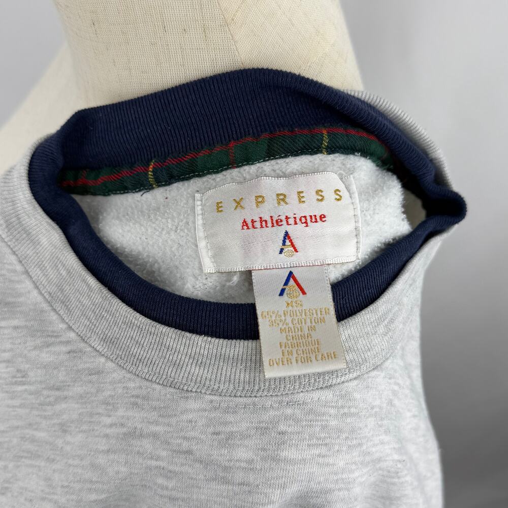 Vintage Express Athletique Floral Embroidered Sweatshirt Gray Crewneck XS - Picture 7 of 8
